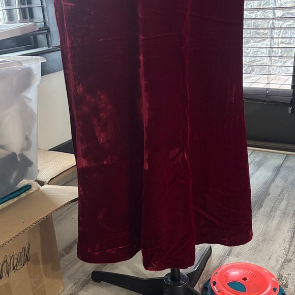 Eileen Fisher Velvet Maxi Skirt in Deep Red - Picture 3 of 4